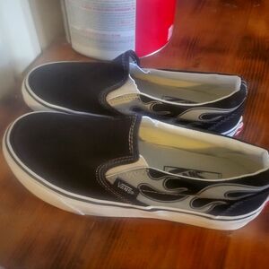 VANS REFLECTIVE FLAME SLIP-ON BLACK size 4